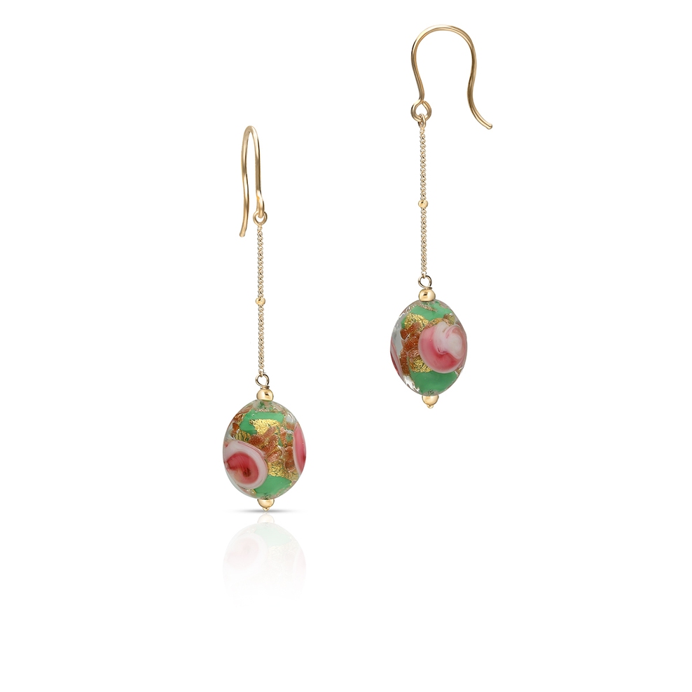 Kolczyki złote ze szkłem Murano