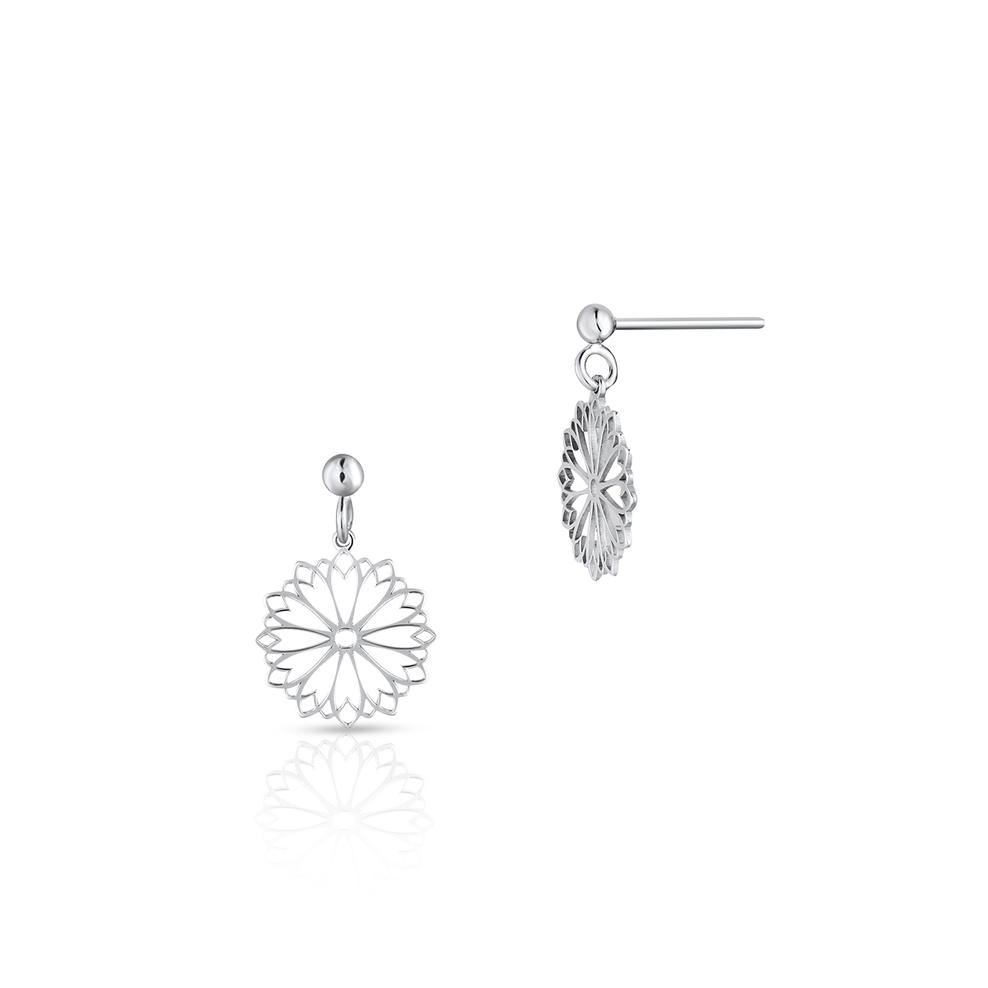 Kolczyki srebrne ażurowy kwiat