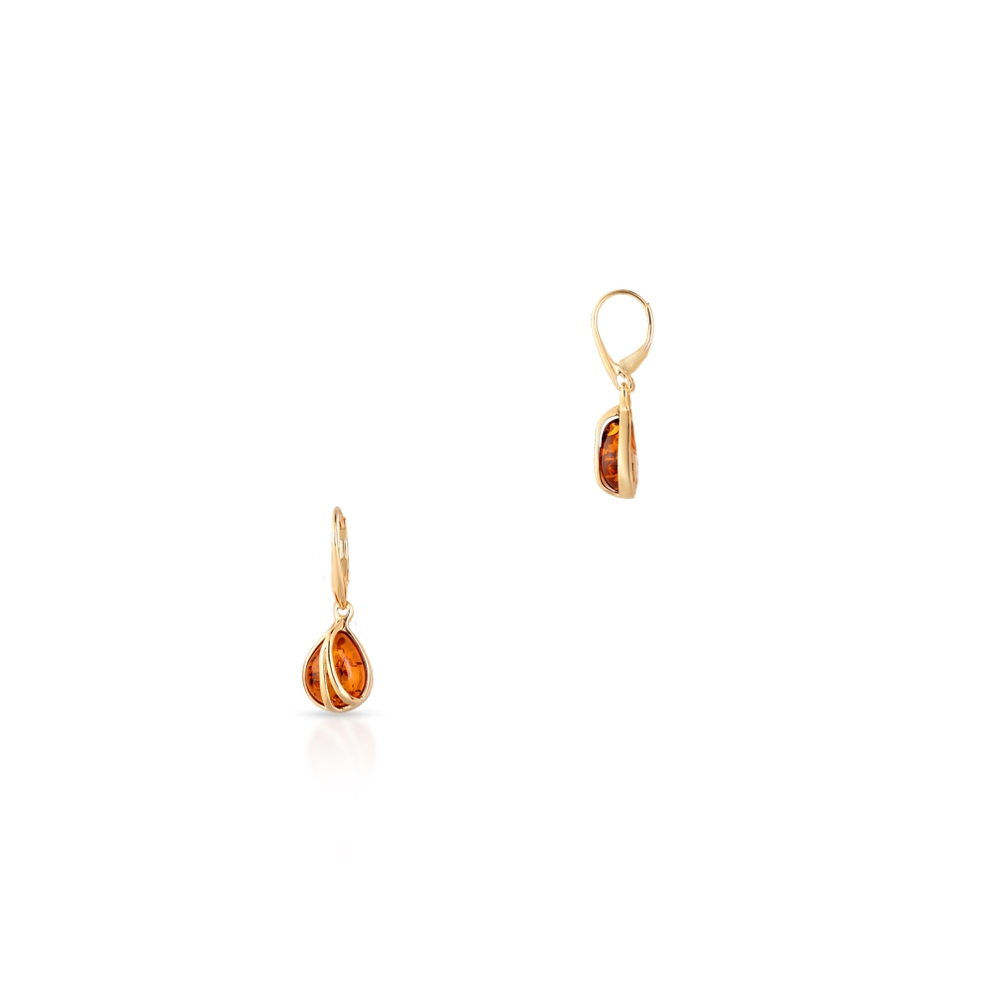 Kolczyki złote z bursztynem