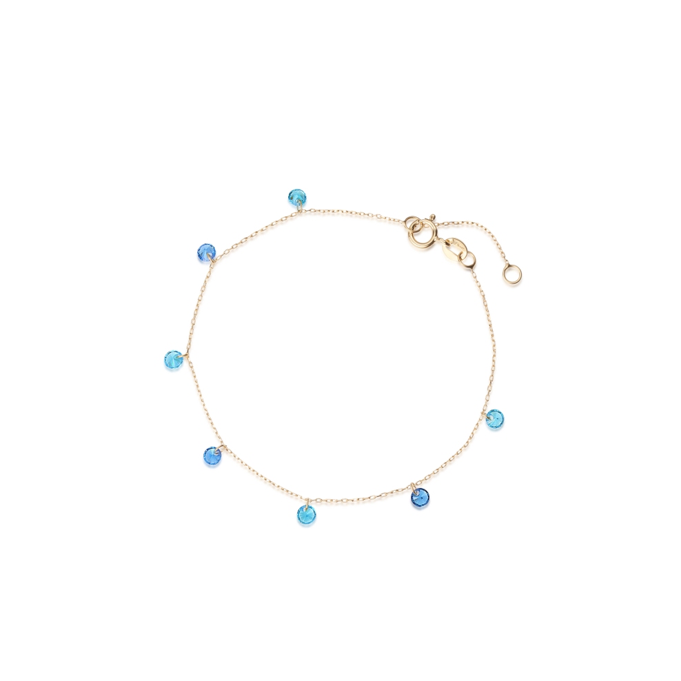 Bransoleta złota z niebieskimi cyrkoniami
