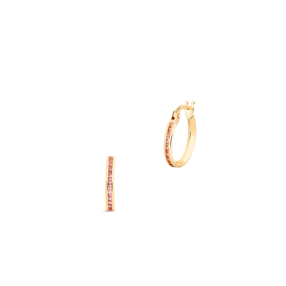 Kolczyki złote z różowymi cyrkoniami