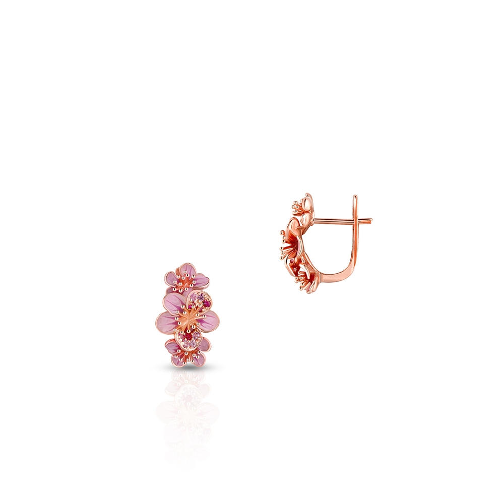 Kolczyki różowe złoto Kwiaty Nocy