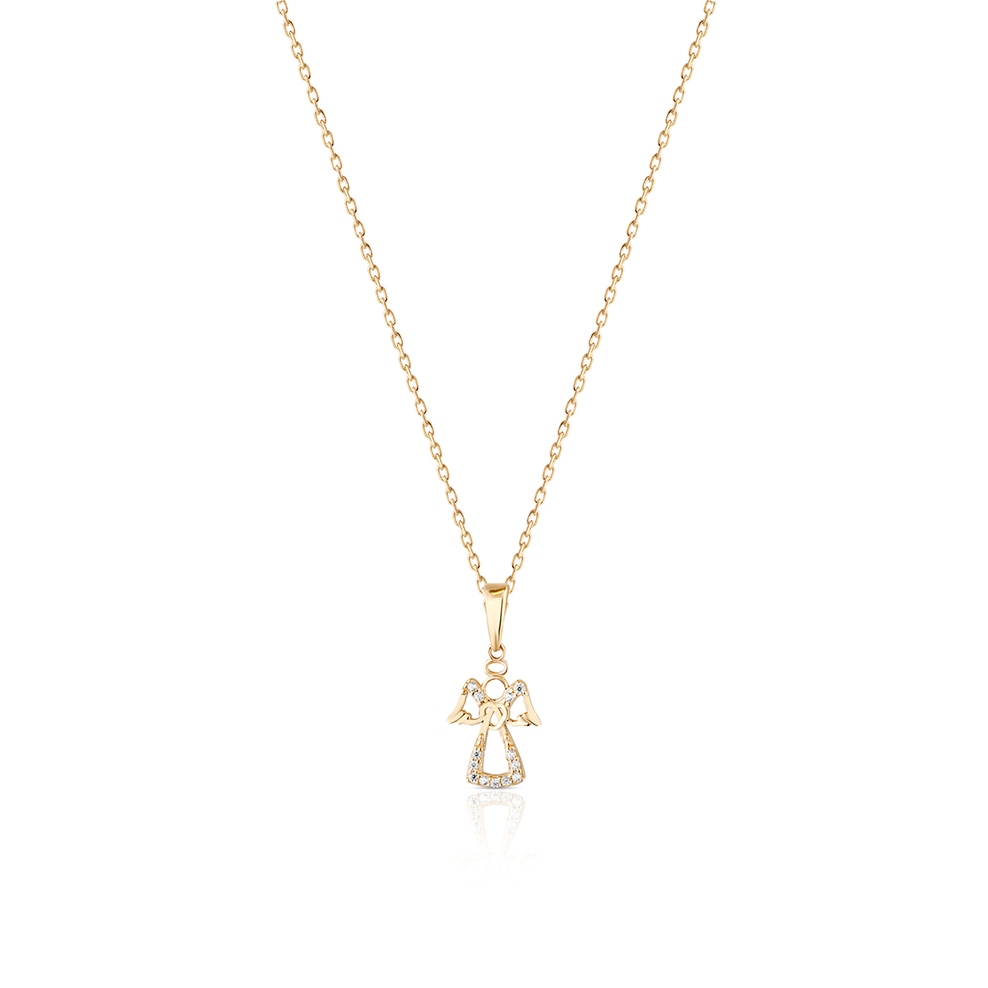 Wisiorek złoty aniołek z cyrkoniami