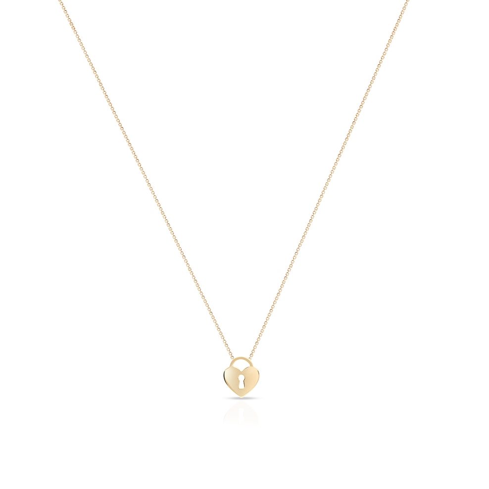 Naszyjnik złoty z sercem kłódką