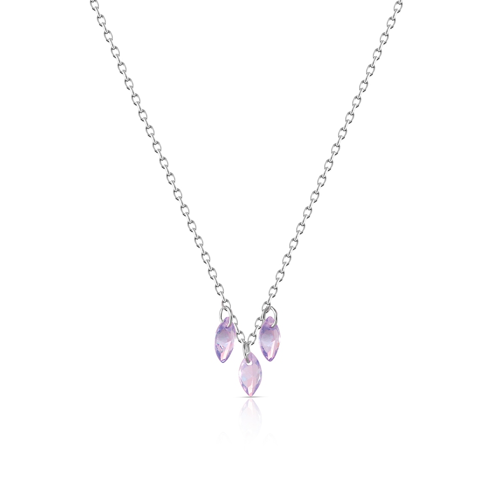 Naszyjnik srebrny z fioletowymi cyrkoniami