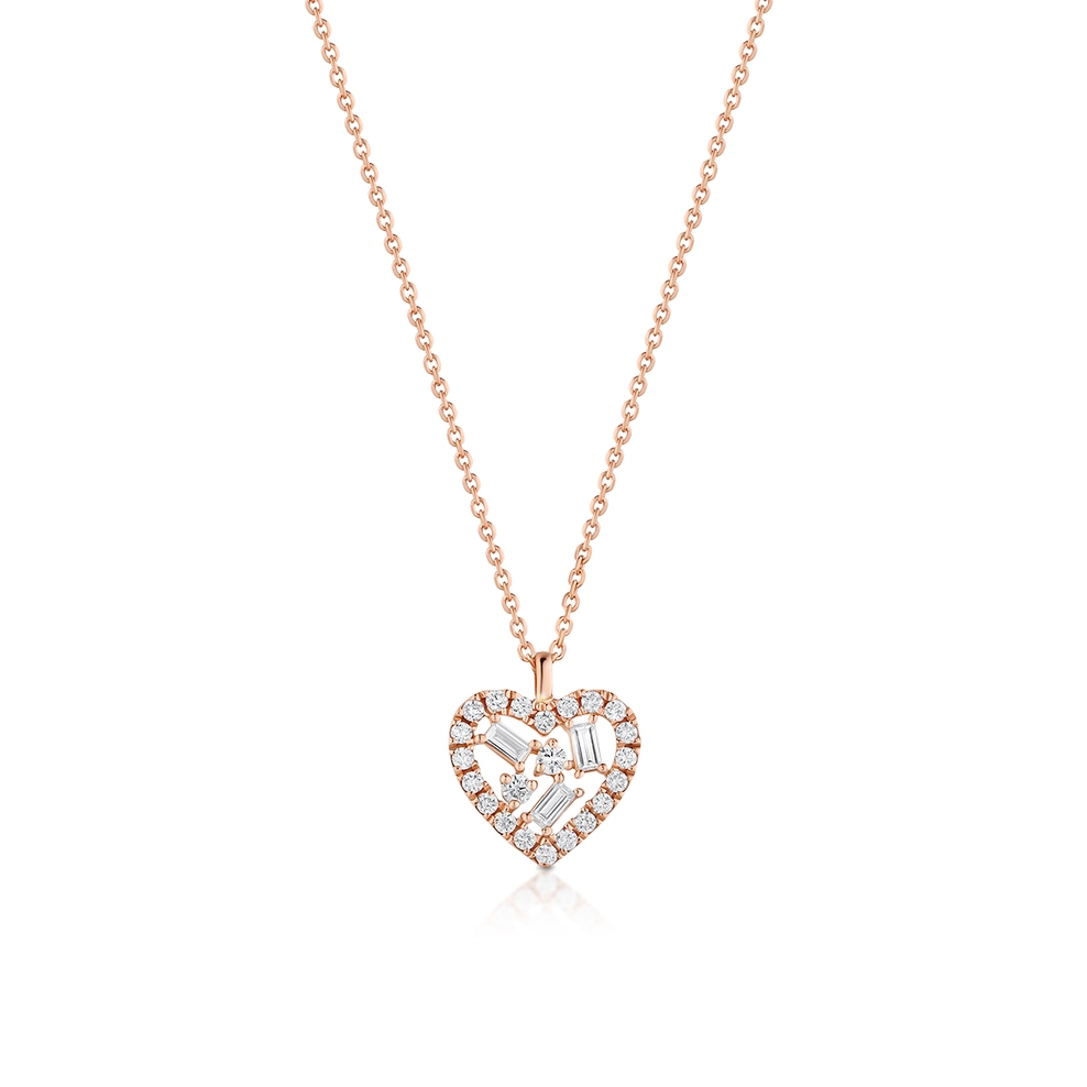Naszyjnik złoty serce z diamentami