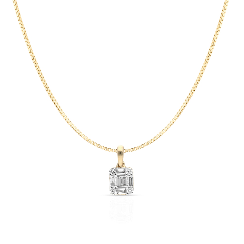 Wisiorek złoty z brylantem i diamentami