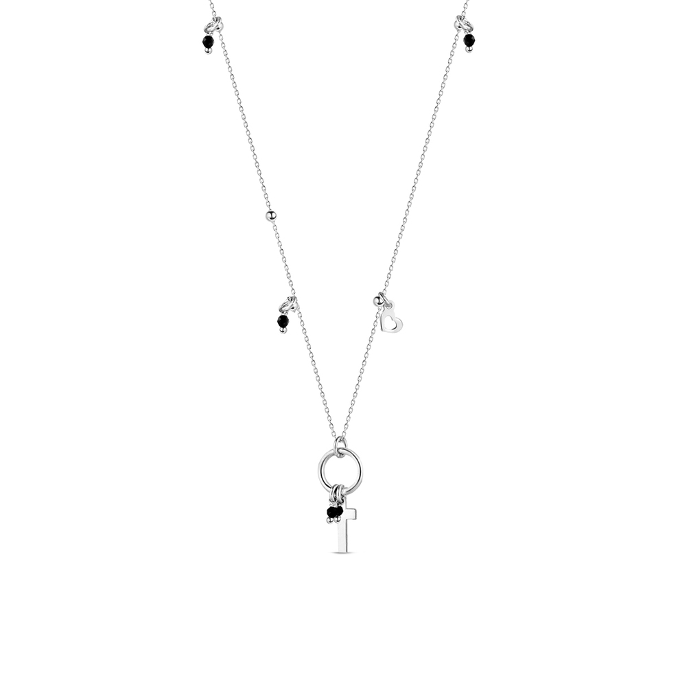 Naszyjnik srebrny z motywem serca i krzyża