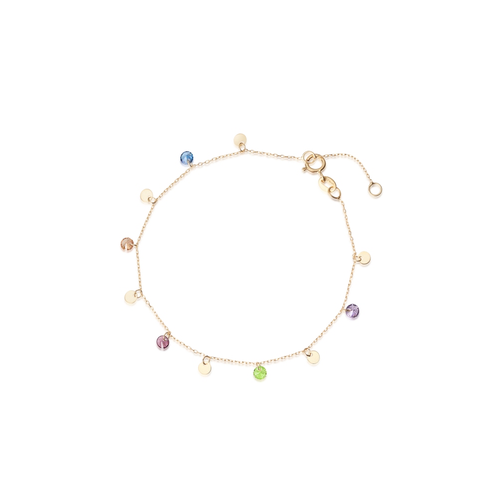 Bransoleta złota z kolorowymi cyrkoniami