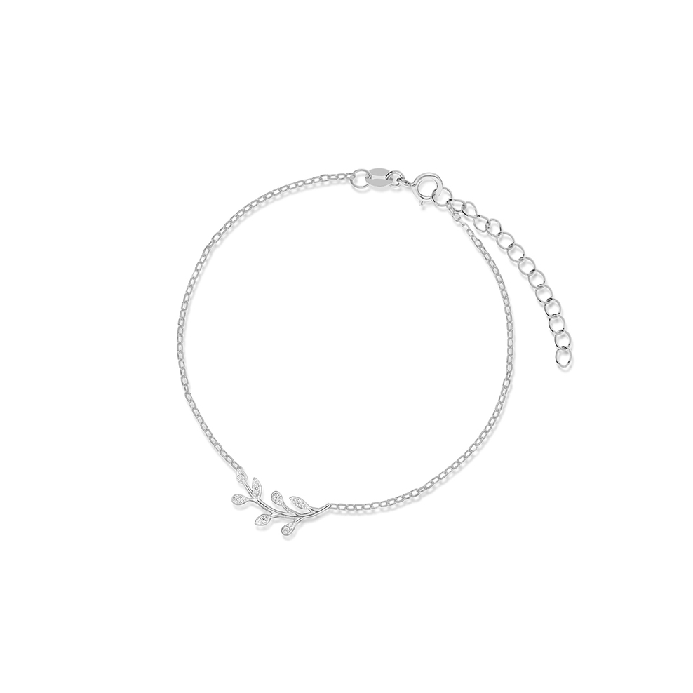 Bransoletka srebrna z motywem roślinnym