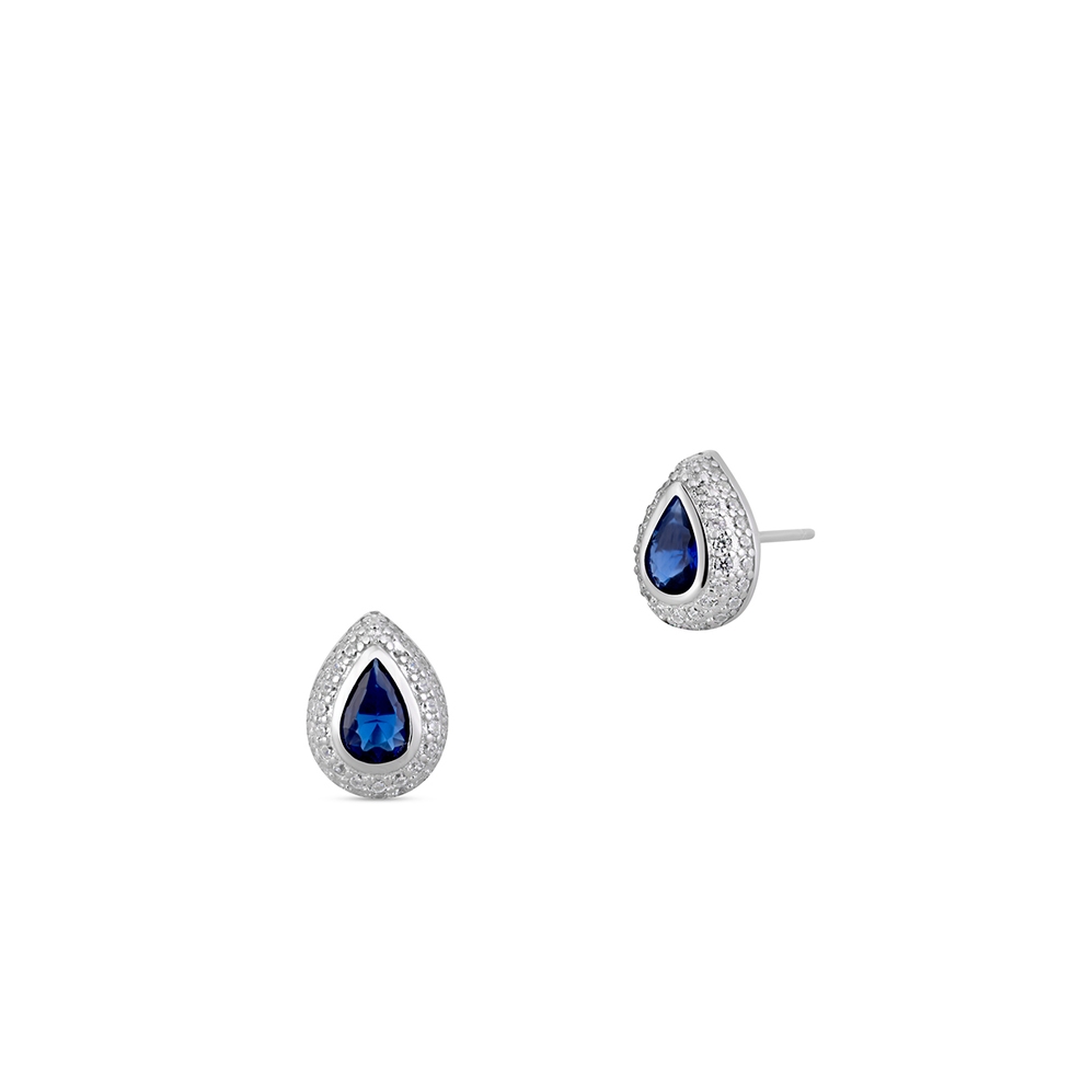 Kolczyki srebrne z niebieską cyrkonią