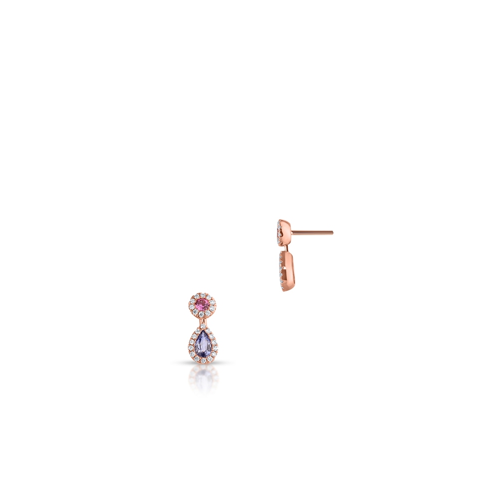 Kolczyki złote z brylantami i szafirami