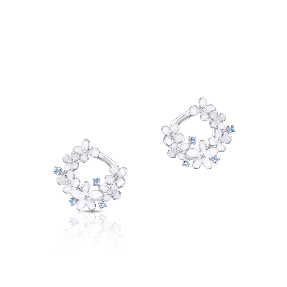 Kolczyki srebrne Kwiaty Nocy Biały Bez