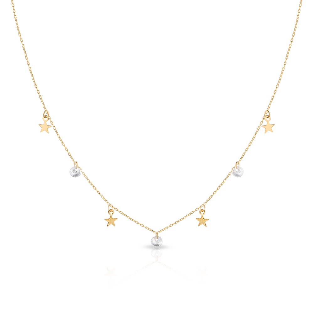 Naszyjnik złoty celebrytka z gwiazdkami
