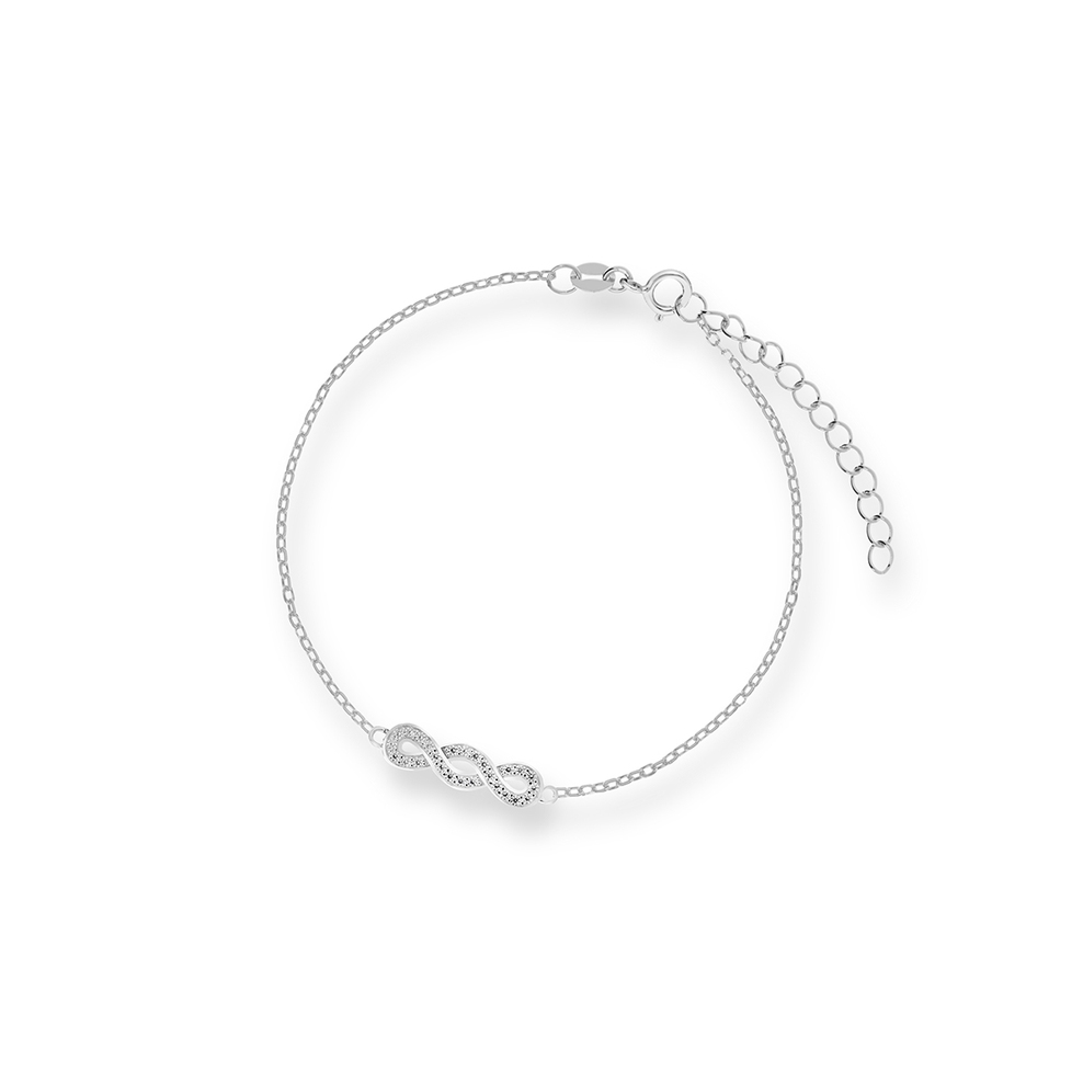 Bransoleta srebrna nieskończoność z cyrkoniami