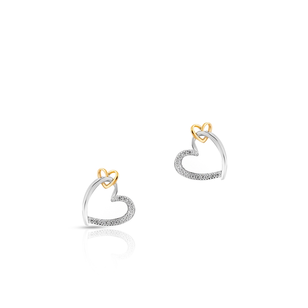 Kolczyki srebrne serce z cyrkoniami