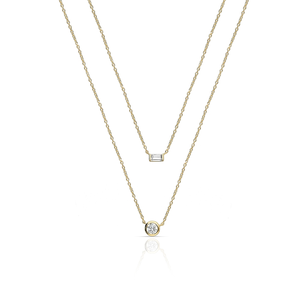 Naszyjnik srebrny pozłacany kaskadowy z cyrkoniami