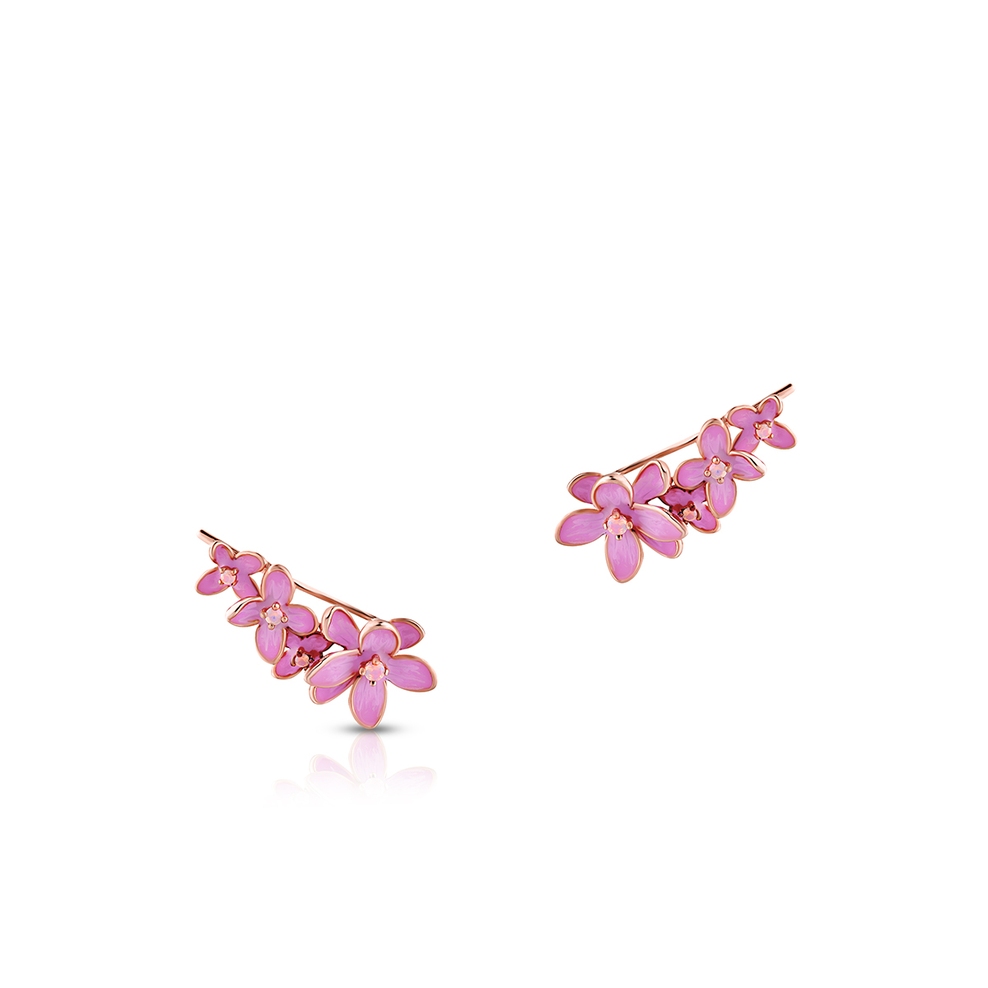 Kolczyki srebrne Kwiaty Nocy Różowy Bez