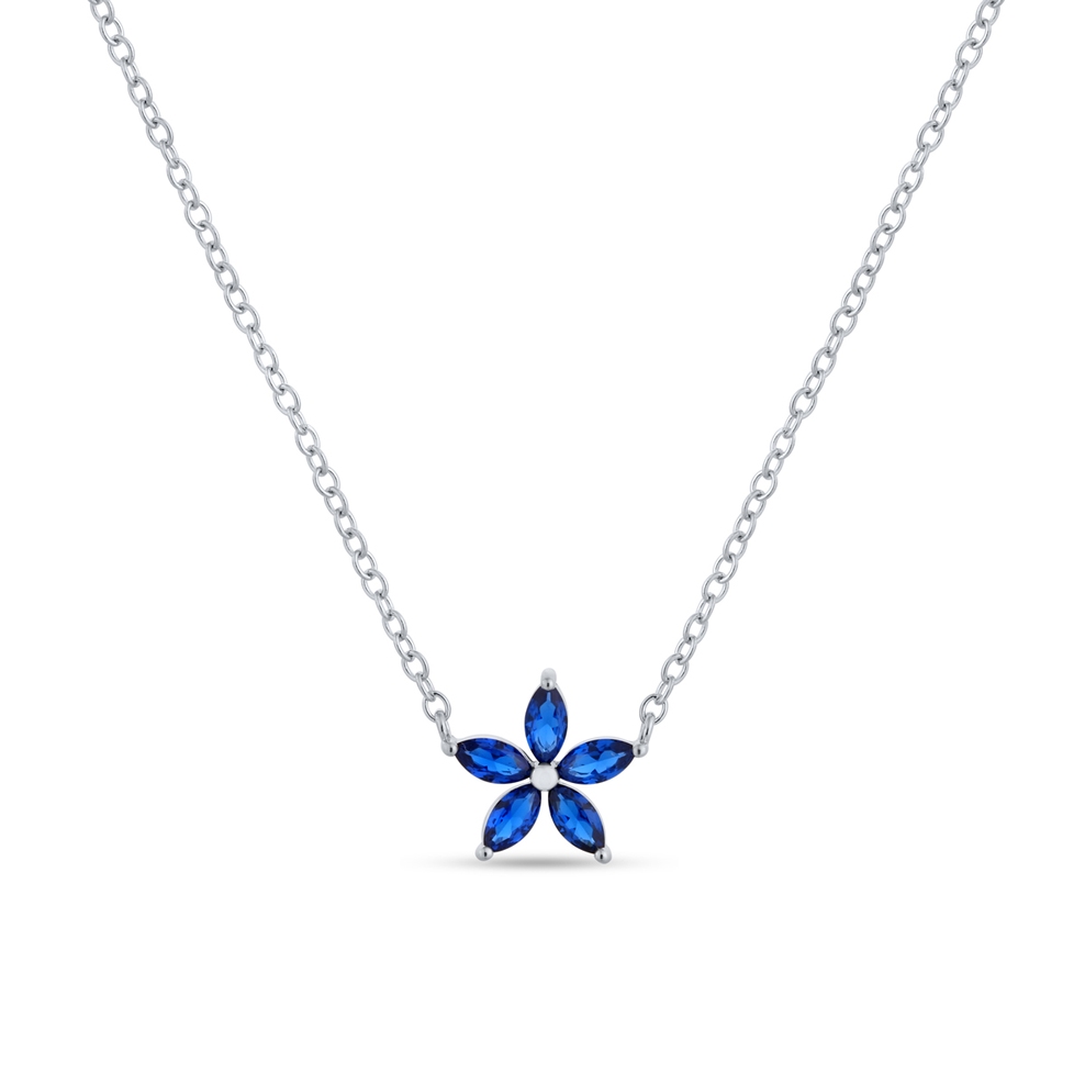 Naszyjnik srebrny z niebieskimi cyrkoniami