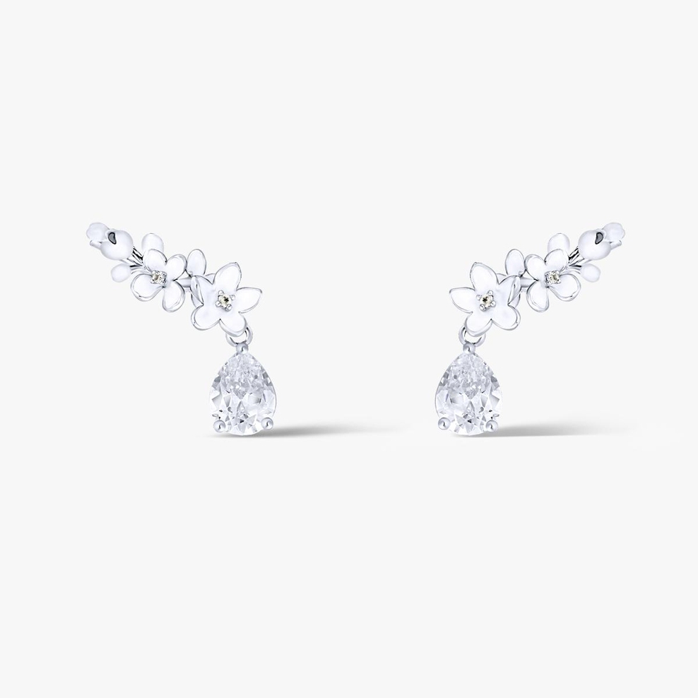 Kolczyki srebrne Kwiaty Nocy Biały Bez