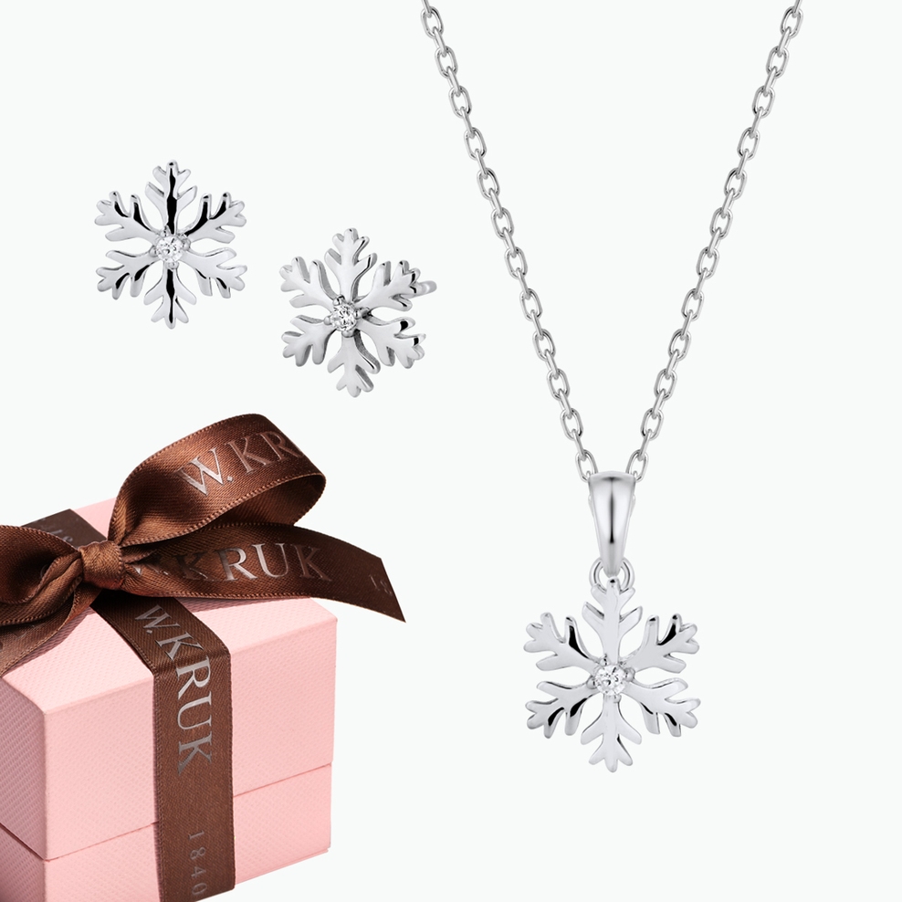 KOMPLET SREBRNA ŚNIEŻYNKA