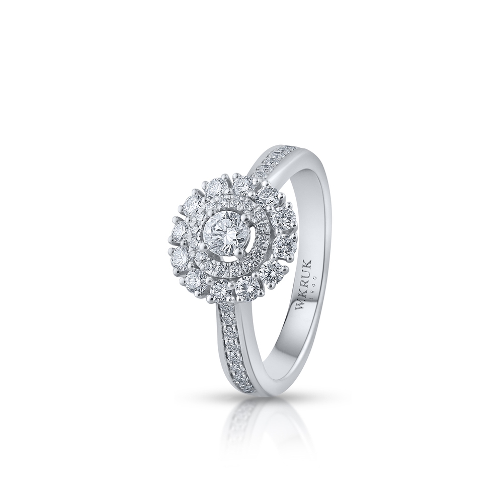 Pierścionek białe złoto z diamentami