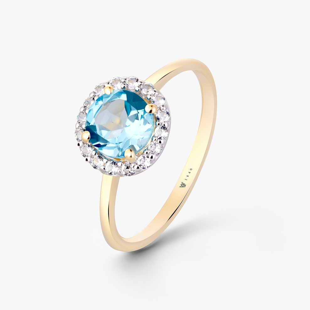 Pierścionek złoty z topazem Maria Antonina