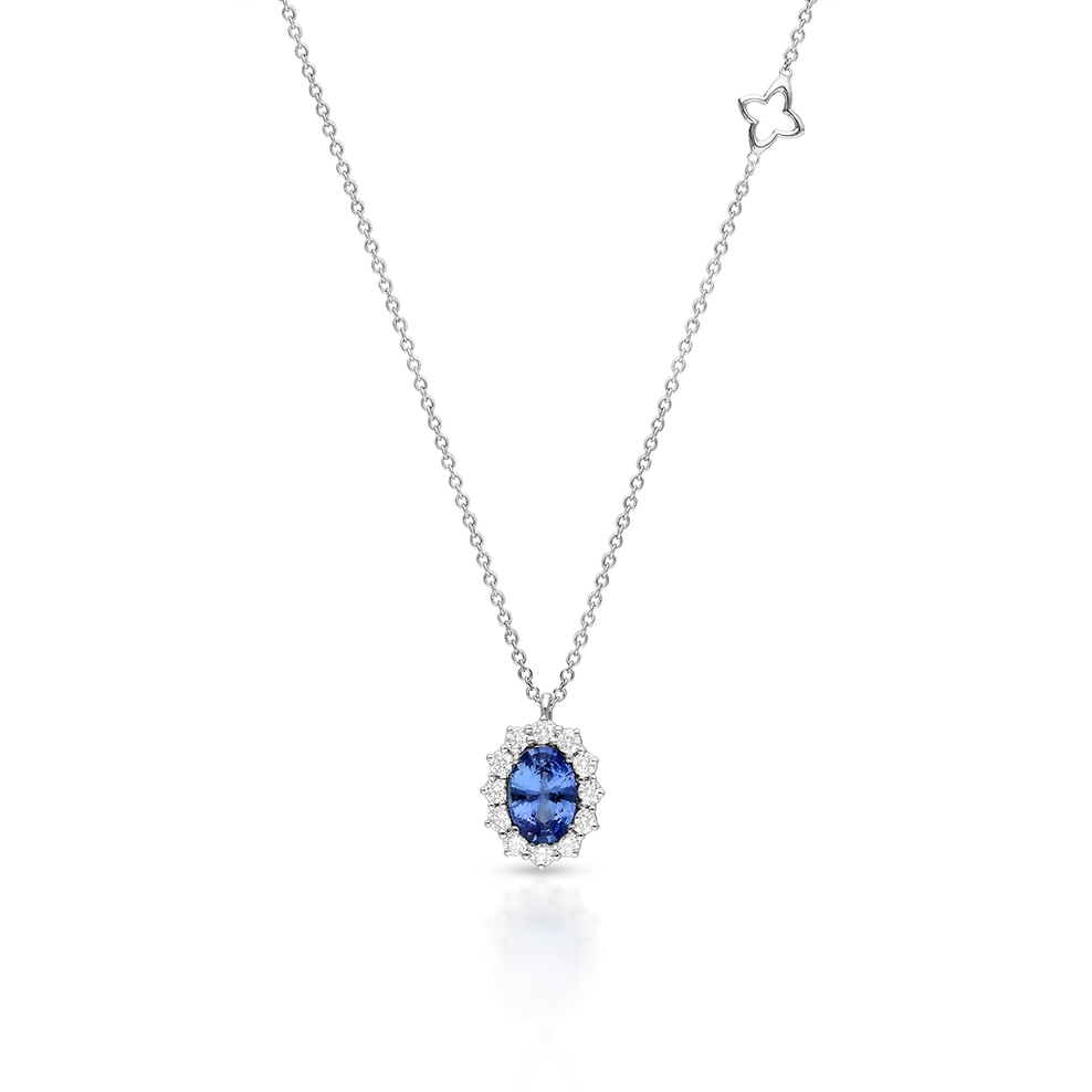 Naszyjnik białe złoto z brylantami i szafirem RECARLO