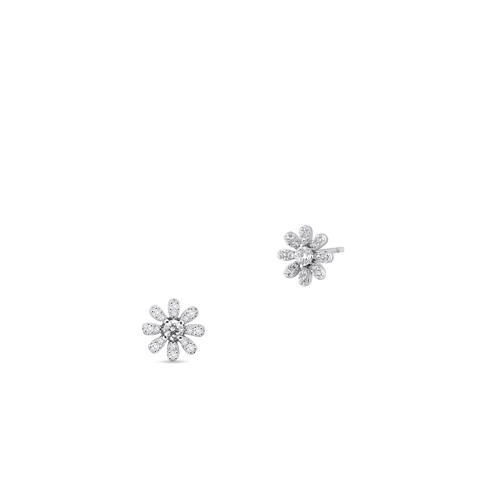 Kolczyki srebrne kwiatuszki z cyrkoniami