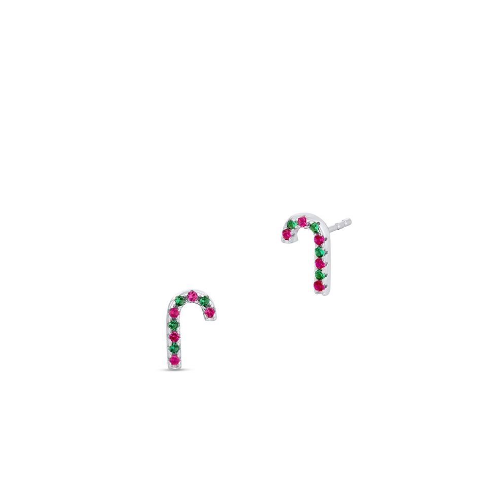 Kolczyki srebrne cukrowa laska