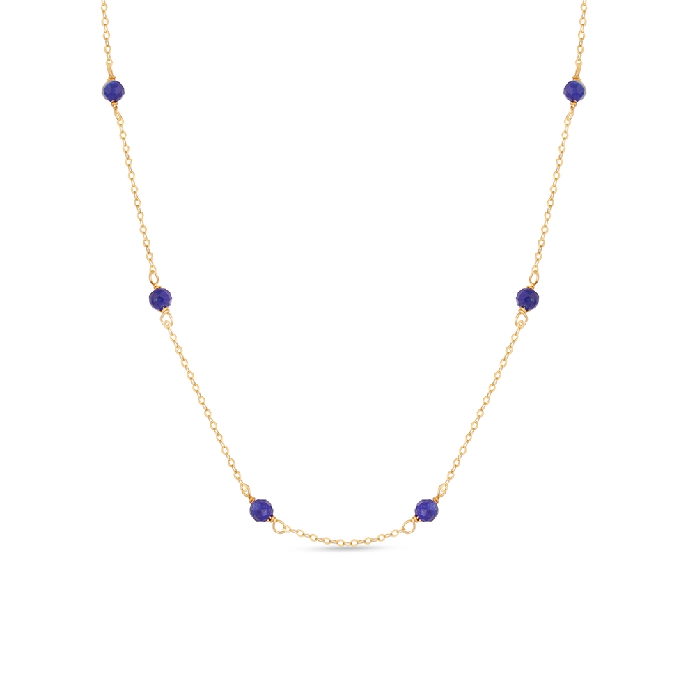 Naszyjnik złoty z niebieskimi kamieniami