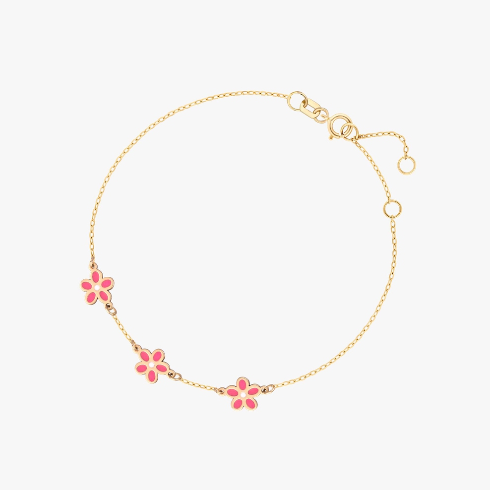 Bransoletka złota z kwiatuszkami