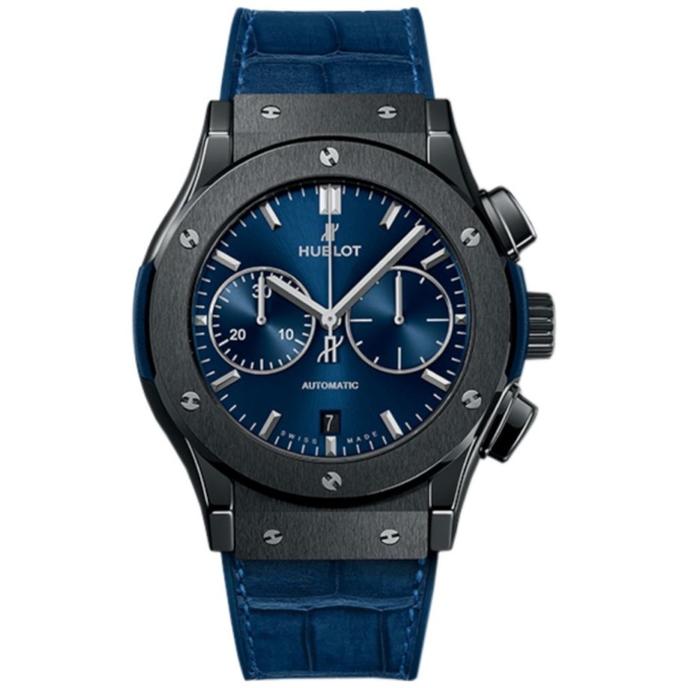 ZEGAREK HUBLOT CLASSIC FUSION CERAMIC BLUE CHRONOGRAPH