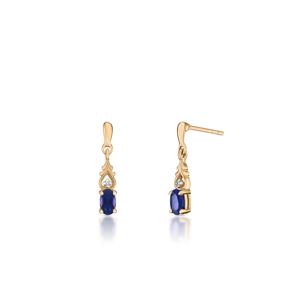 Kolczyki złote z diamentami i szafirami