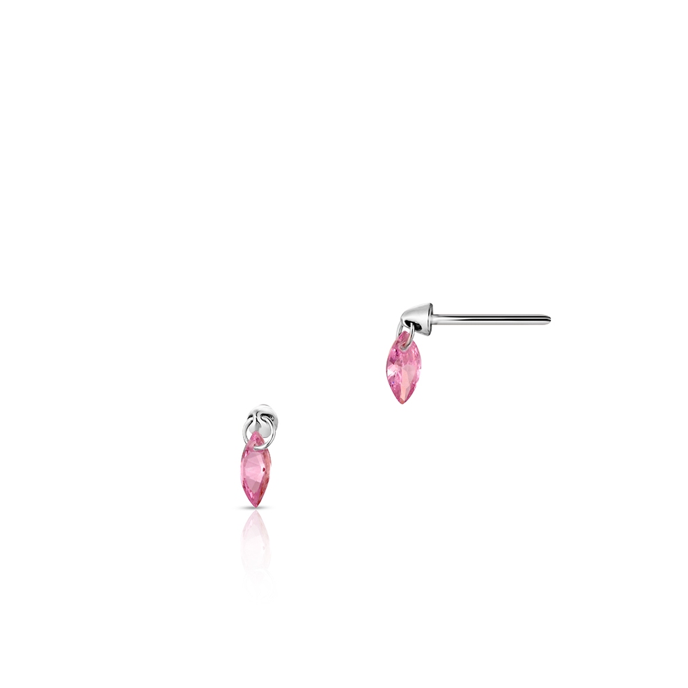 Kolczyki srebrne z różową cyrkonią