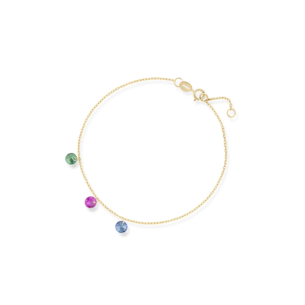 Bransoleta złota z kolorowymi cyrkoniami