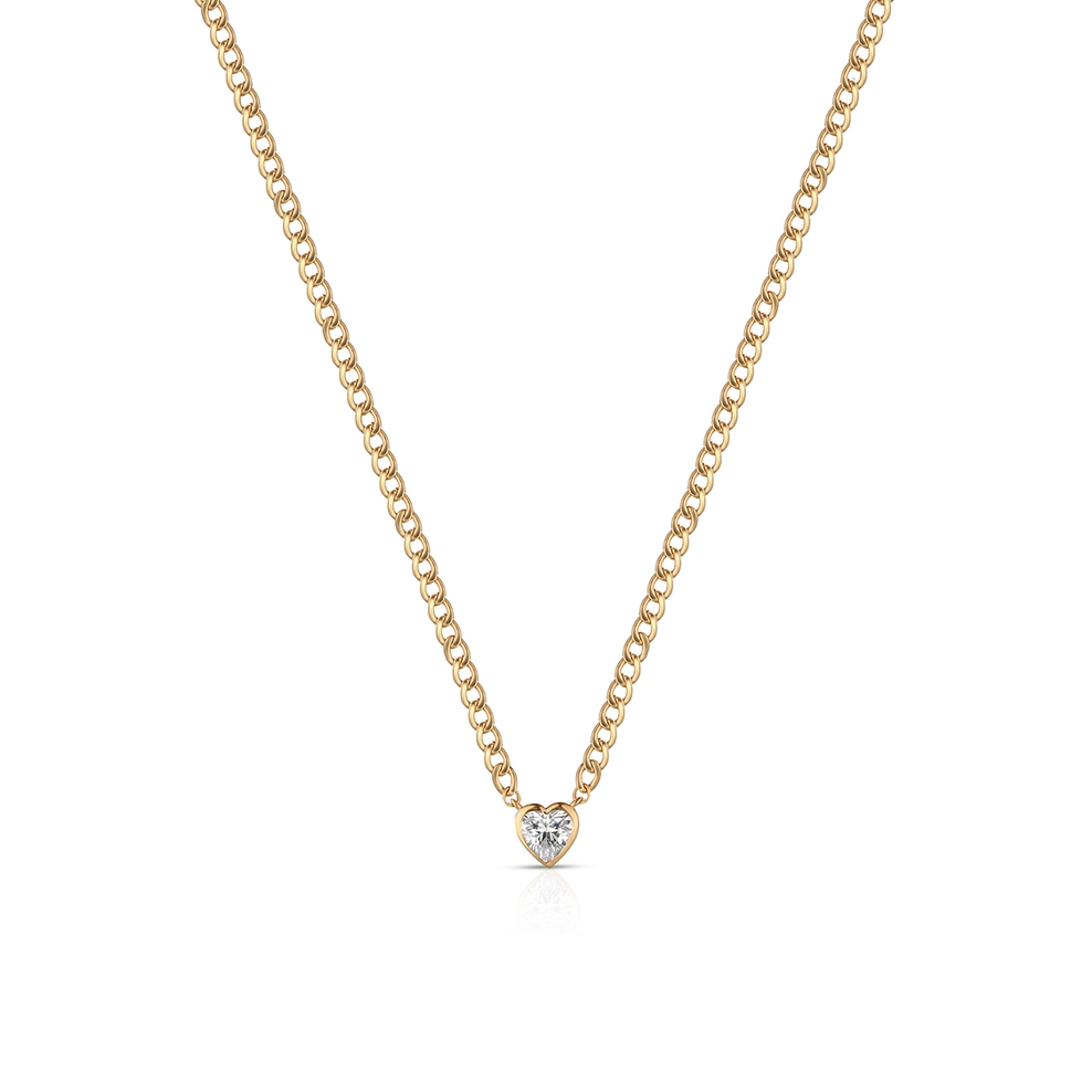 Naszyjnik złoty z cyrkonią serce W.KRUK