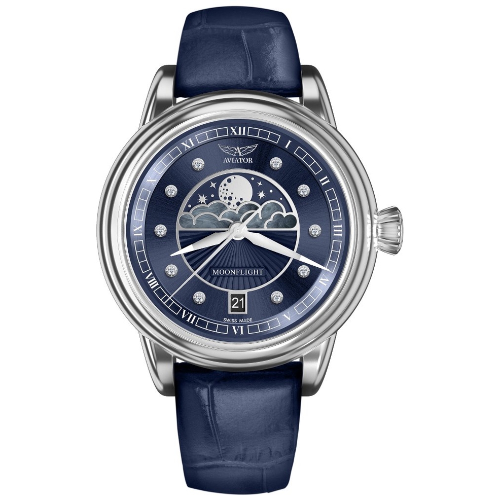 ZEGAREK AVIATOR DOUGLAS MOONFLIGHT DIAMOND EDITION