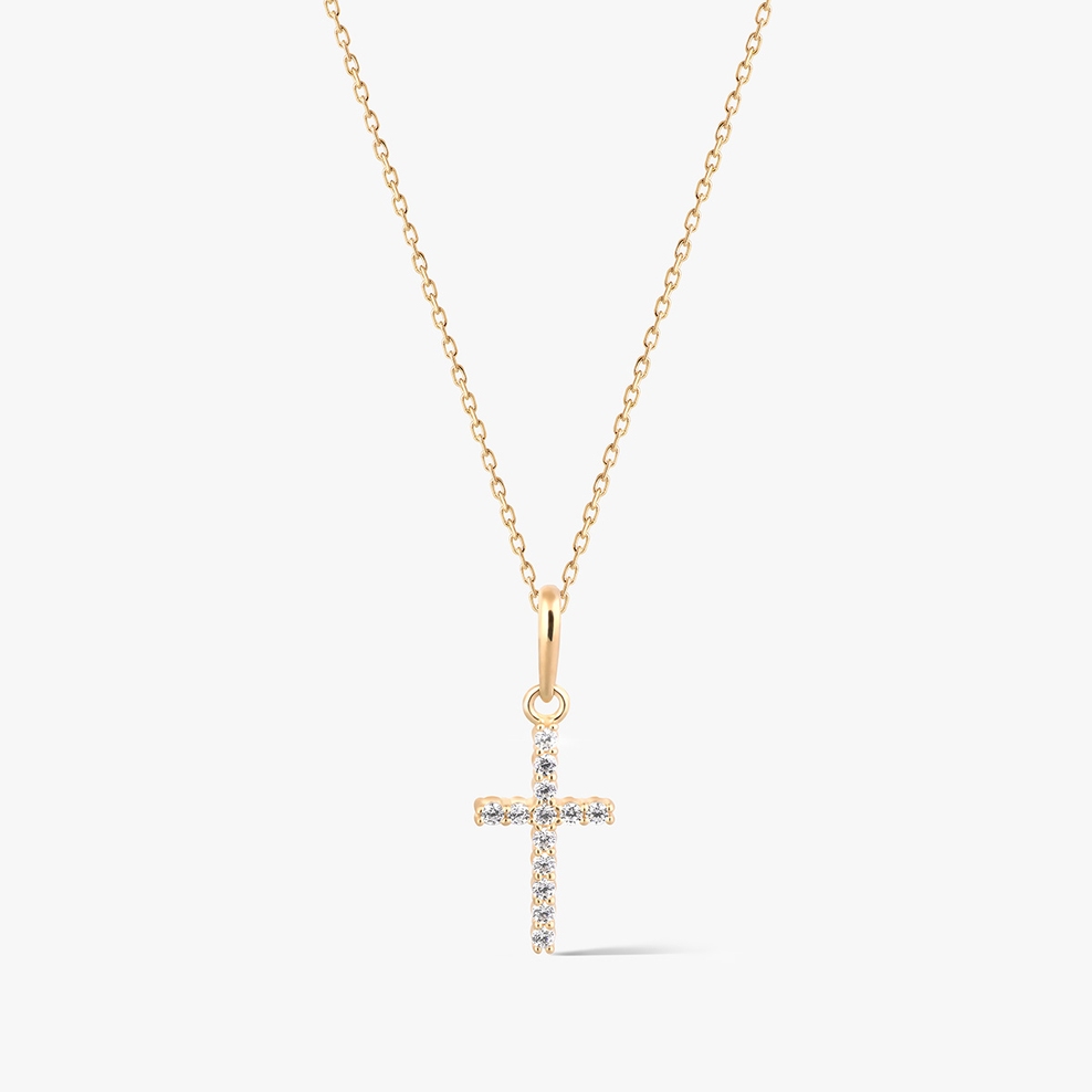 Wisiorek złoty krzyżyk z cyrkoniami