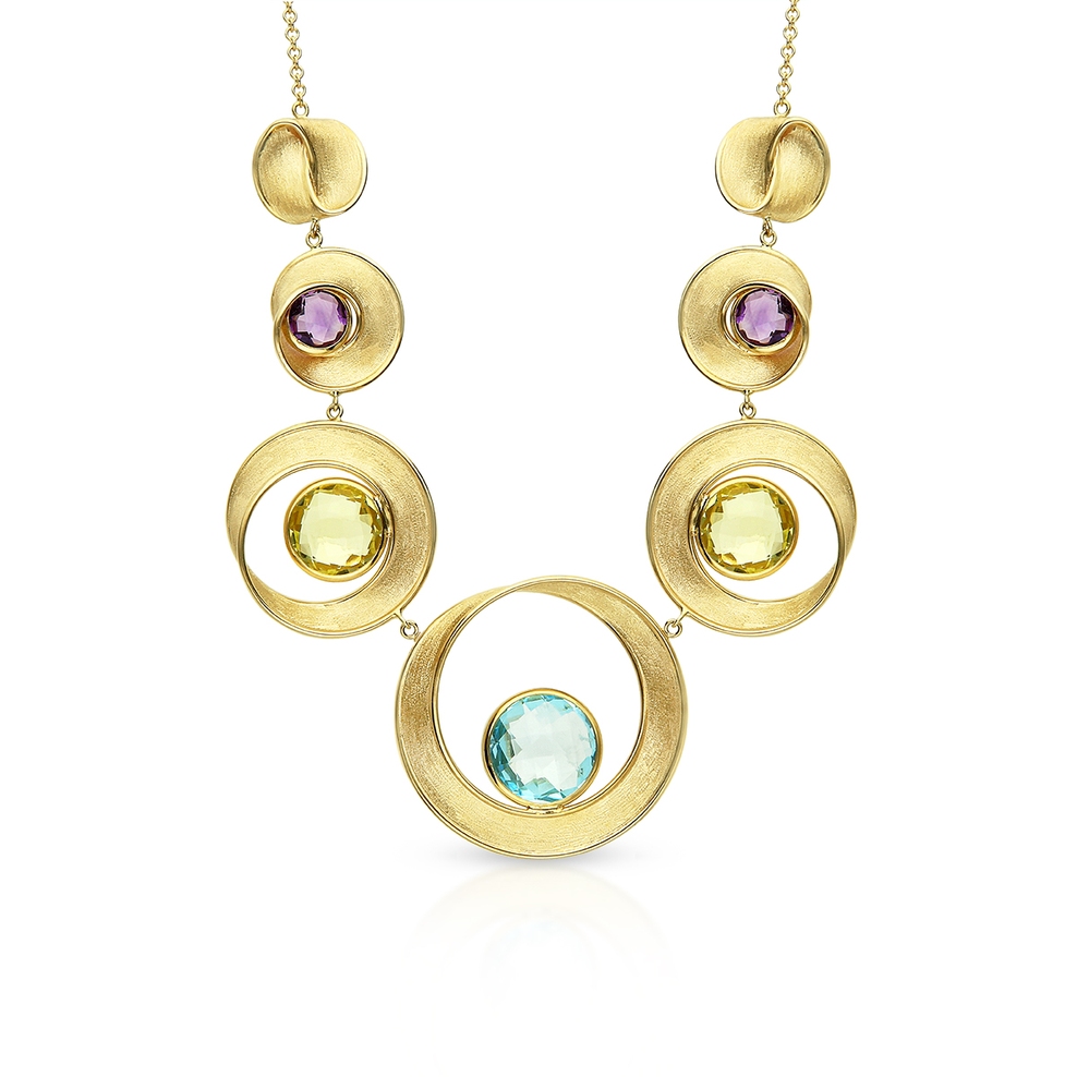 Naszyjnik złoty z naturalnymi kamieniami