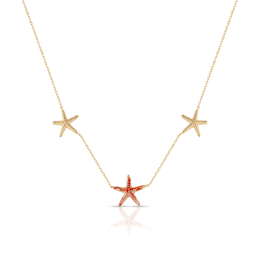 Naszyjnik złoty z rozgwiazdami Santorini