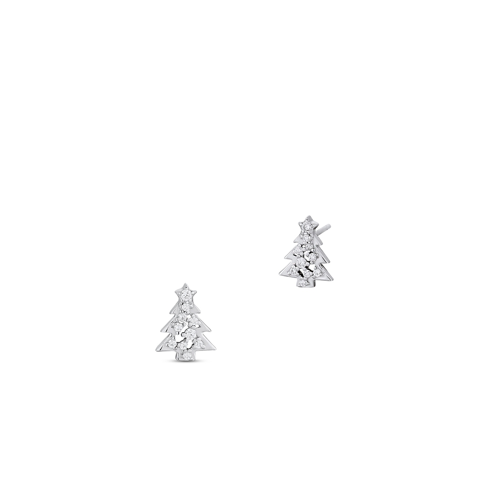 Kolczyki srebrne z motywem choinki
