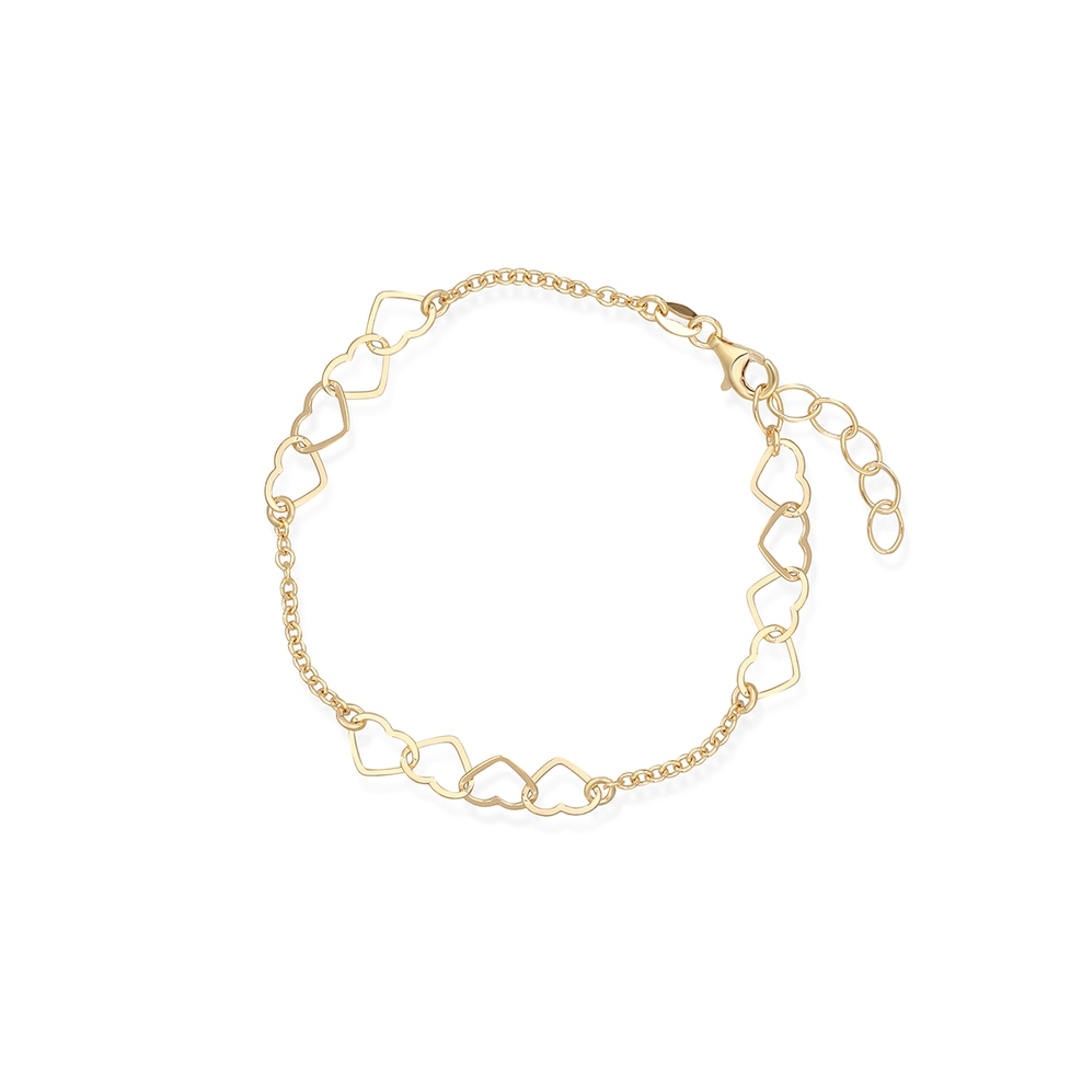 Bransoleta srebrna złocona z sercami