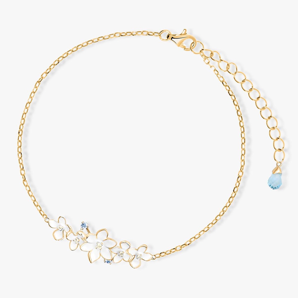 Bransoleta srebrna Kwiaty Nocy Biały Bez