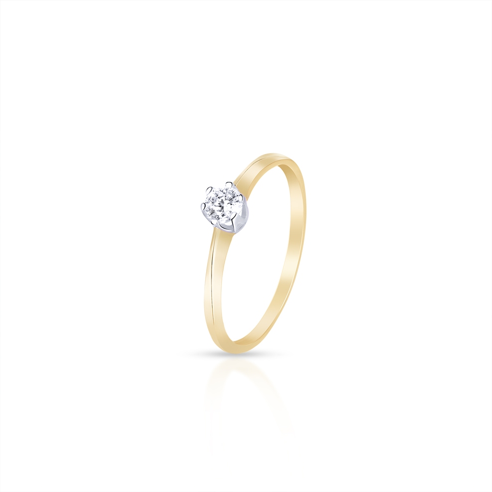 Pierścionek złoty bicolor z cyrkonią