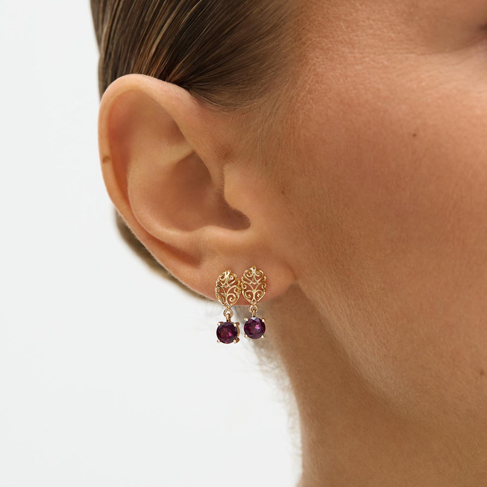 Kolczyki złote z rodolitem Royal Star