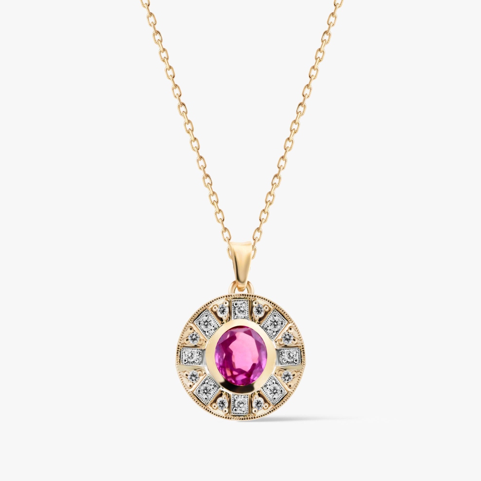 Wisiorek złoty z szafirem i brylantami