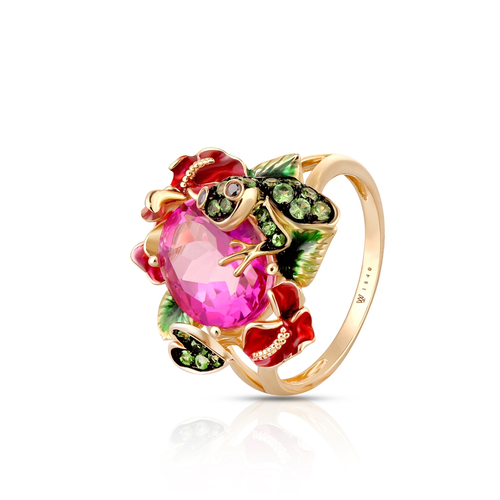 Pierścionek złoty Kwiaty Nocy Anturium