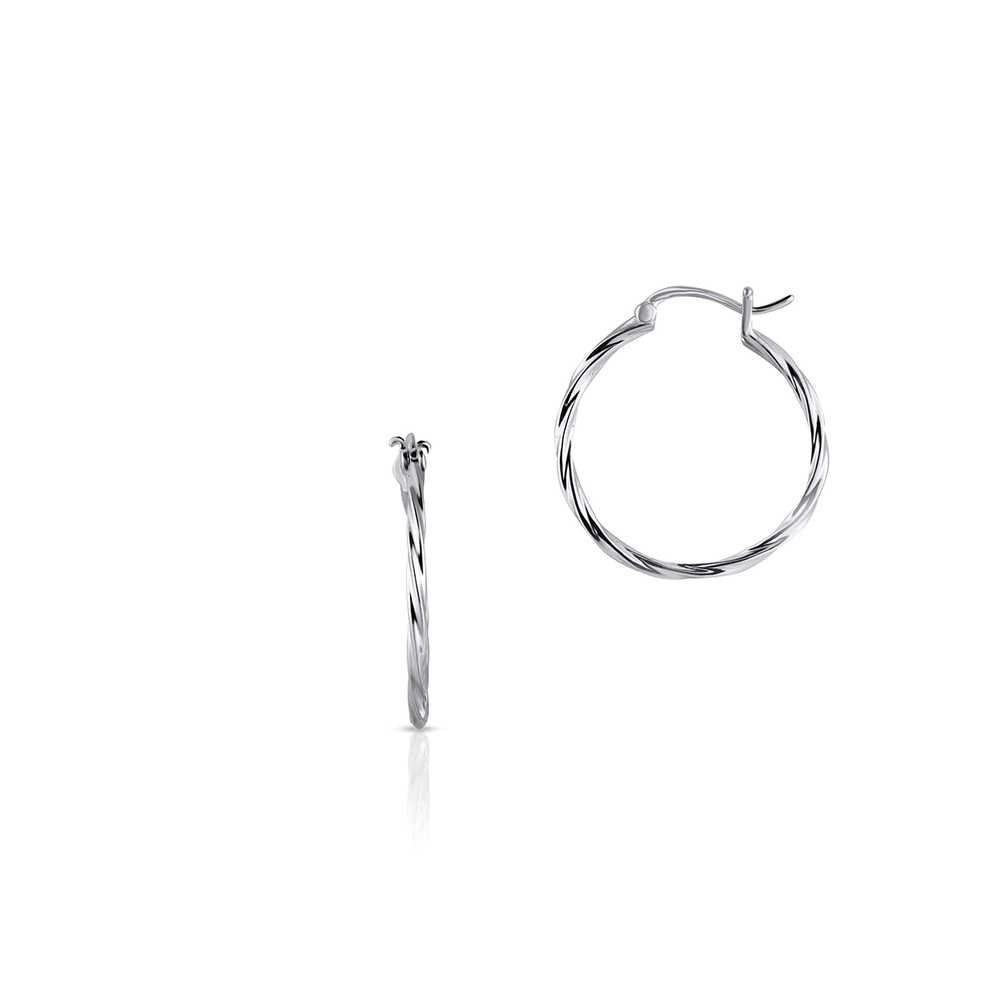 Kolczyki srebrne plecione koła