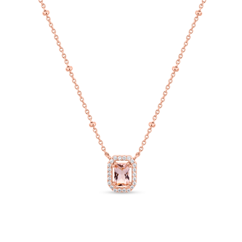 Naszyjnik srebrny z różową cyrkonią